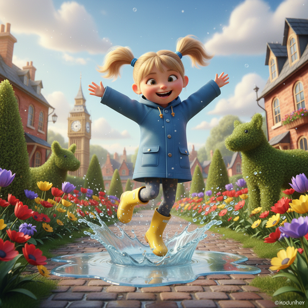 British girl in garden