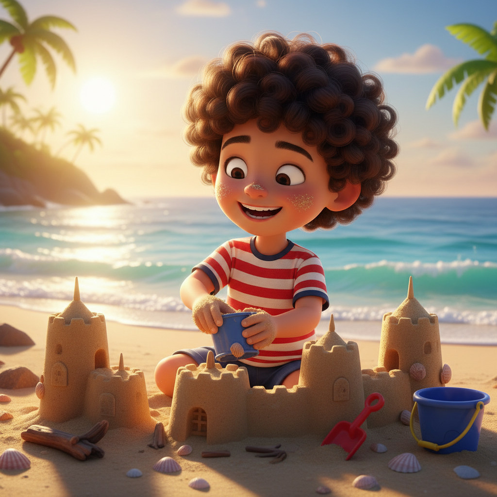 Middle Eastern boy at beach