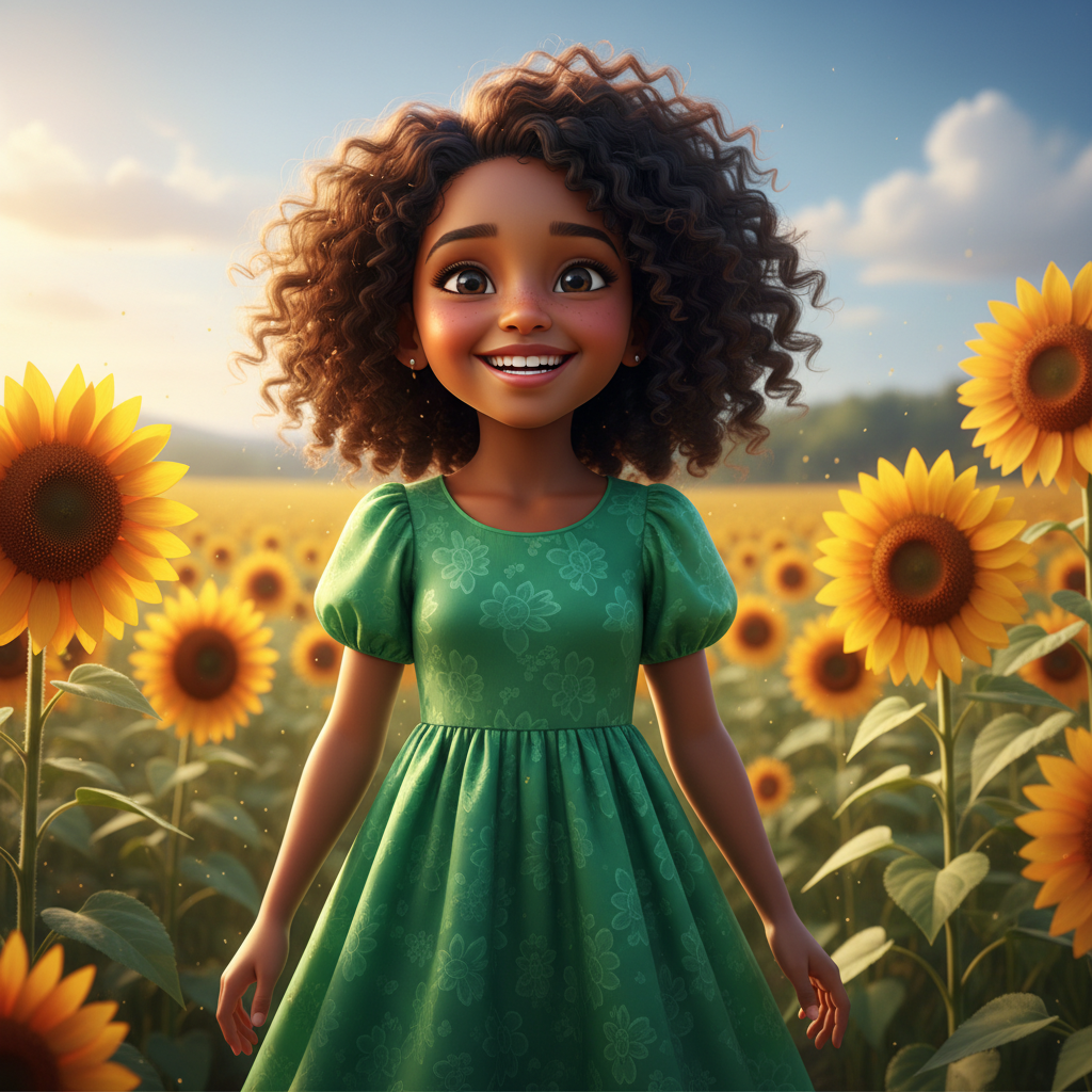 Ethiopian girl in sunflower field